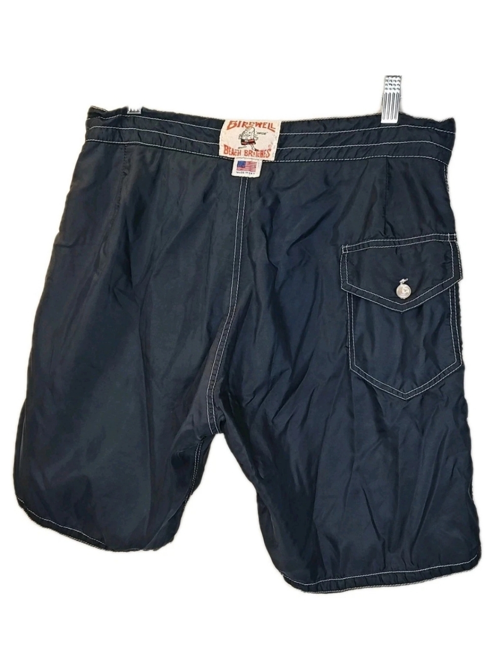Vtg 90s Birdwell Beach Britches Birdie Board Shorts Men 32 Navy Swim Trunks USA
